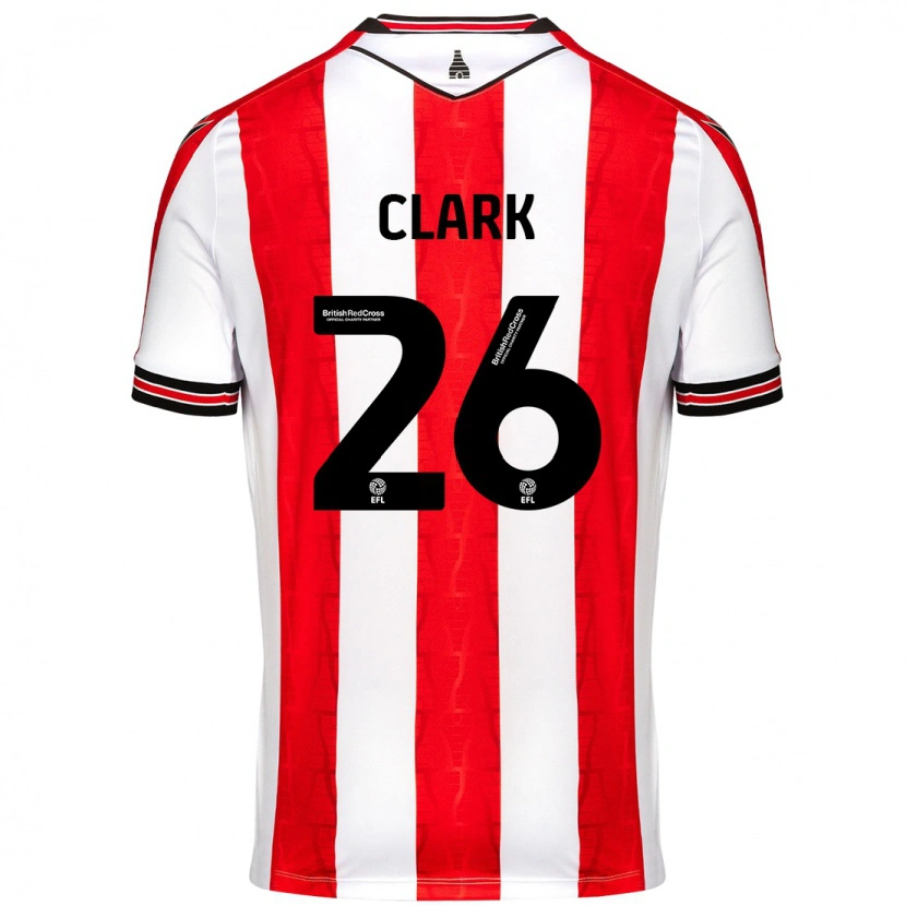 Danxen Mænd Ciaran Clark #26 Rød Hvid Hjemmebane Spillertrøjer 2024/25 Trøje T-Shirt