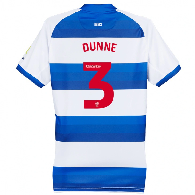 Danxen Mænd Jimmy Dunne #3 Hvid Blå Hjemmebane Spillertrøjer 2024/25 Trøje T-Shirt