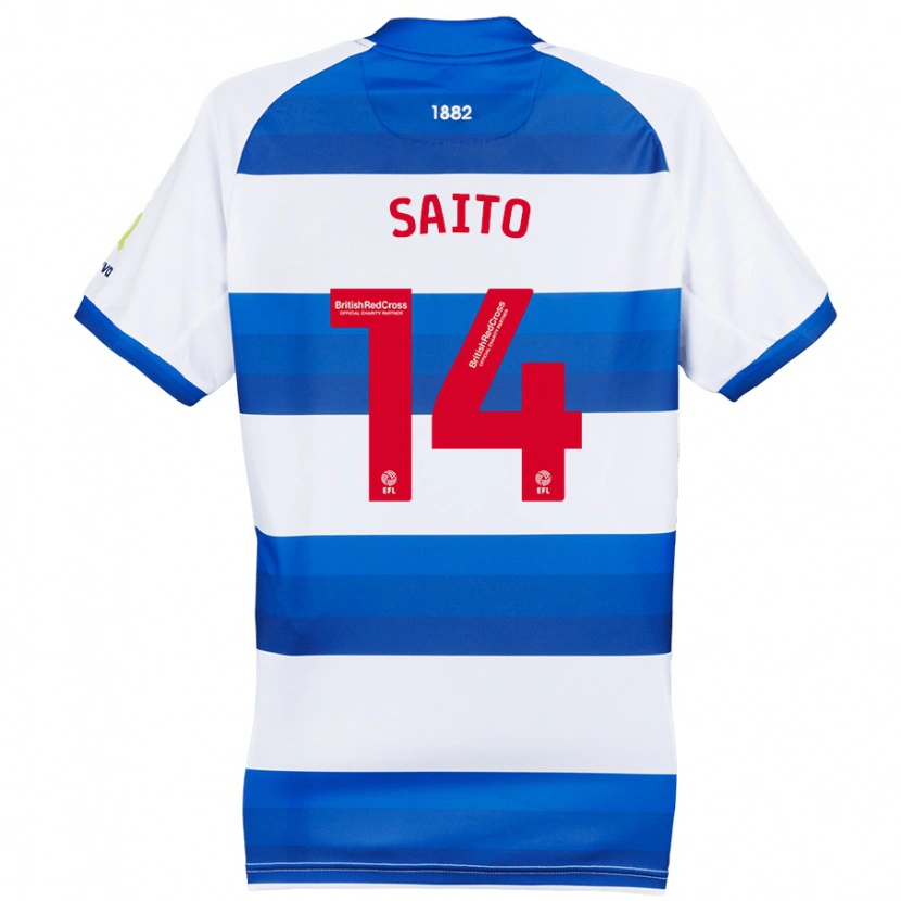 Danxen Mænd Koki Saito #14 Hvid Blå Hjemmebane Spillertrøjer 2024/25 Trøje T-Shirt