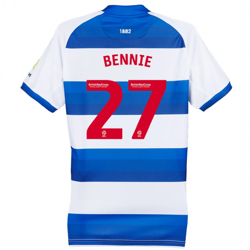Danxen Mænd Daniel Bennie #27 Hvid Blå Hjemmebane Spillertrøjer 2024/25 Trøje T-Shirt