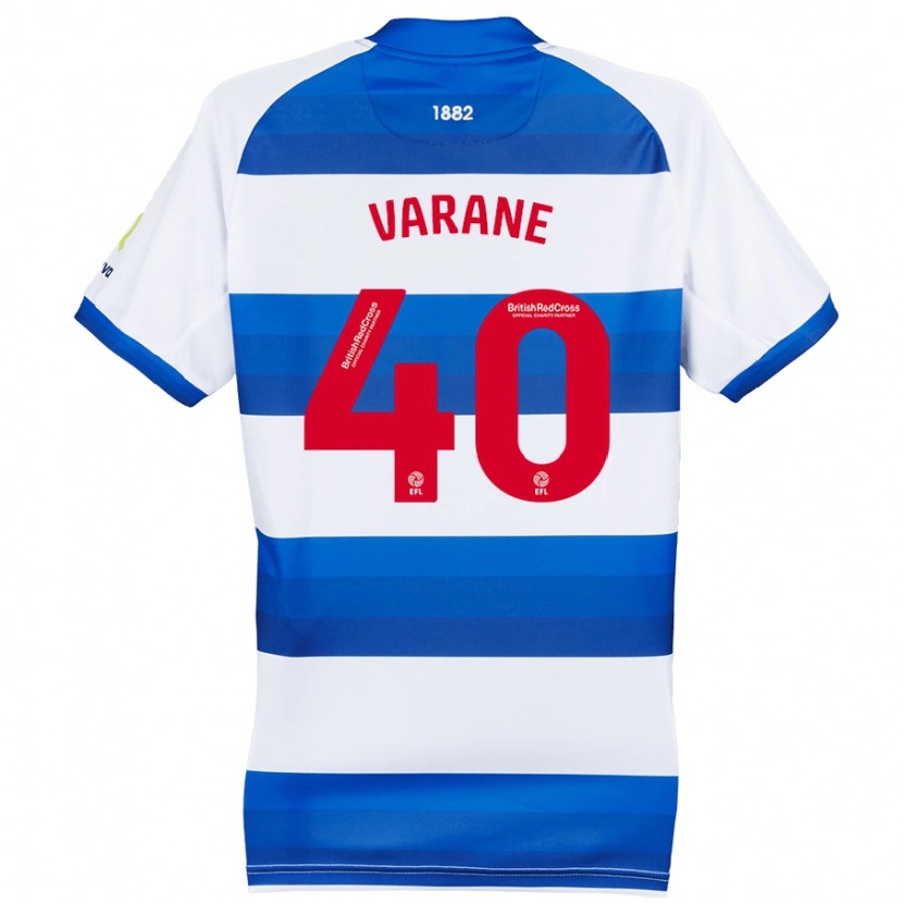 Danxen Mænd Jonathan Varane #40 Hvid Blå Hjemmebane Spillertrøjer 2024/25 Trøje T-Shirt