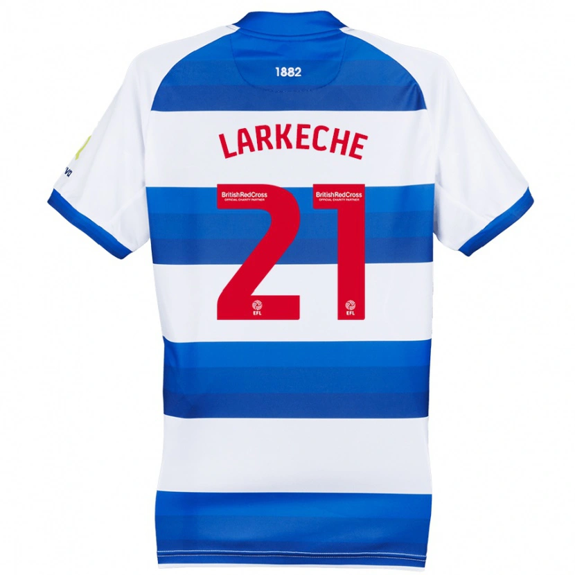 Danxen Mænd Ziyad Larkeche #21 Hvid Blå Hjemmebane Spillertrøjer 2024/25 Trøje T-Shirt