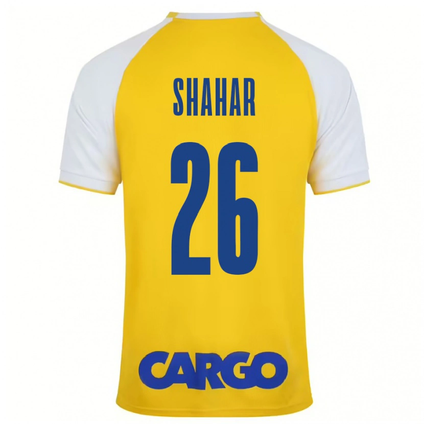 Danxen Mænd Ido Shahar #26 Gul Hvid Hjemmebane Spillertrøjer 2024/25 Trøje T-Shirt