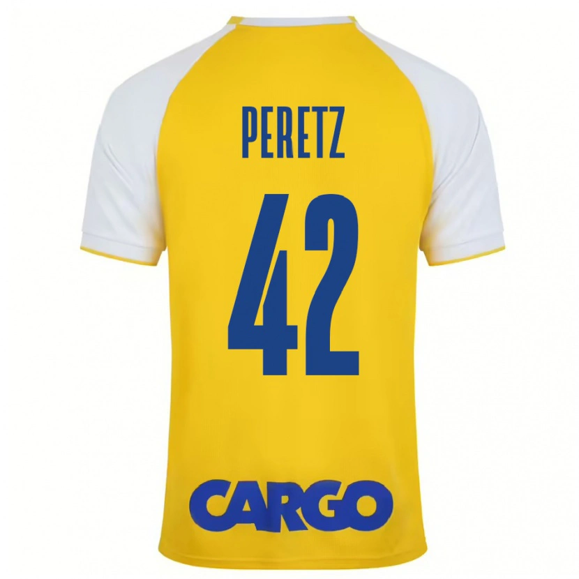 Danxen Mænd Dor Peretz #42 Gul Hvid Hjemmebane Spillertrøjer 2024/25 Trøje T-Shirt