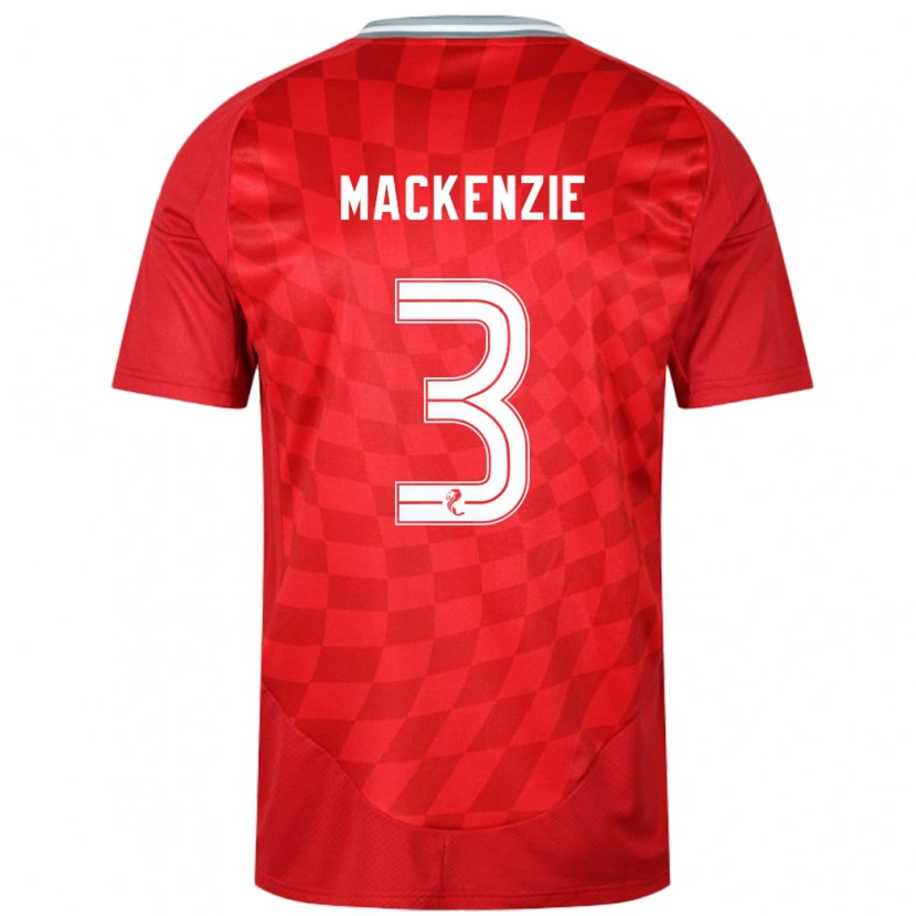 Danxen Mænd Jack Mackenzie #3 Rød Hjemmebane Spillertrøjer 2024/25 Trøje T-Shirt