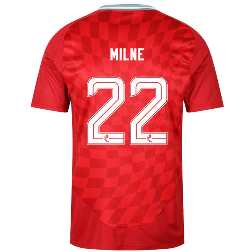 Danxen Mænd Jack Milne #22 Rød Hjemmebane Spillertrøjer 2024/25 Trøje T-Shirt