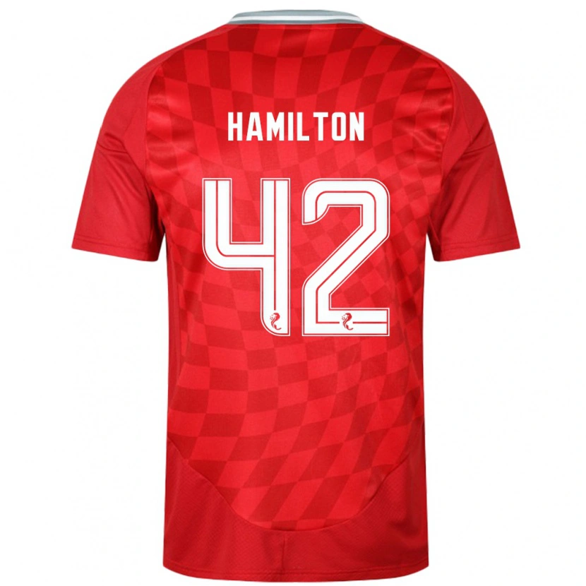 Danxen Mænd Brendan Hamilton #42 Rød Hjemmebane Spillertrøjer 2024/25 Trøje T-Shirt