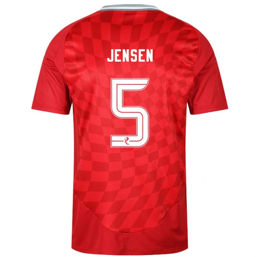 Danxen Mænd Richard Jensen #5 Rød Hjemmebane Spillertrøjer 2024/25 Trøje T-Shirt