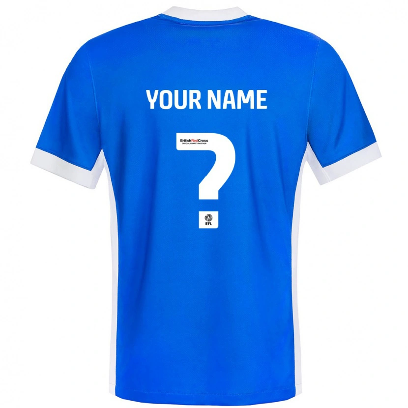 Danxen Mænd Dit Navn #0 Blå Hvid Hjemmebane Spillertrøjer 2024/25 Trøje T-Shirt
