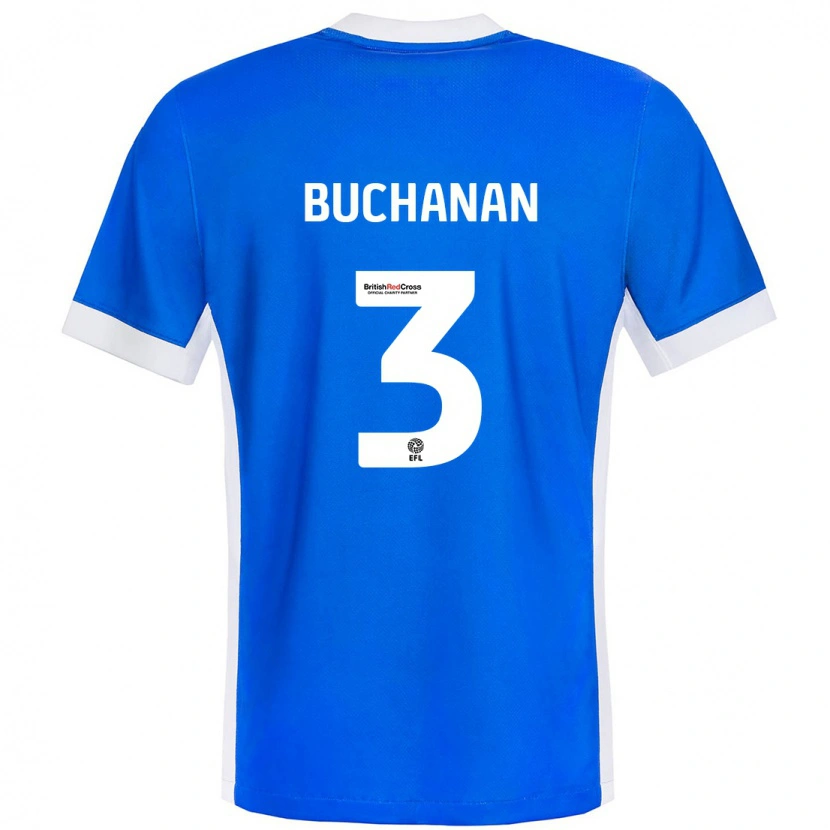 Danxen Mænd Lee Buchanan #3 Blå Hvid Hjemmebane Spillertrøjer 2024/25 Trøje T-Shirt