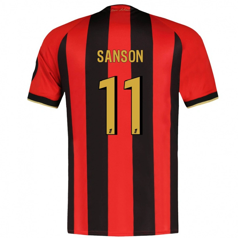 Danxen Mænd Morgan Sanson #11 Rød Sort Hjemmebane Spillertrøjer 2024/25 Trøje T-Shirt