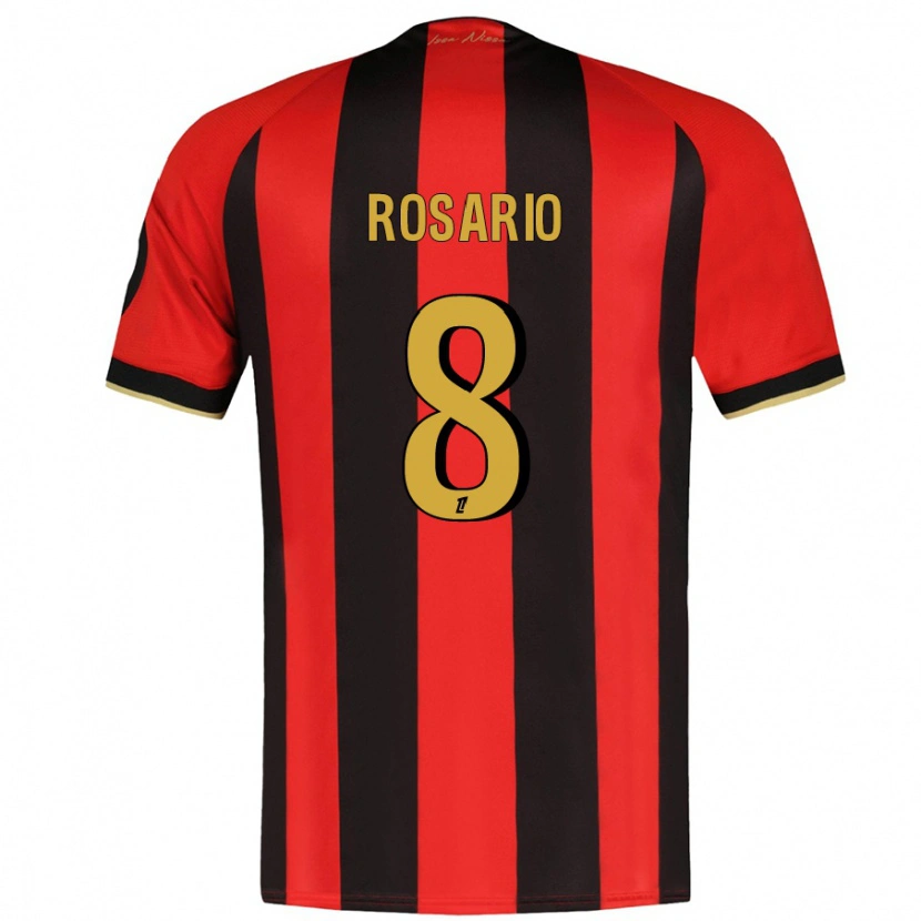 Danxen Mænd Pablo Rosario #8 Rød Sort Hjemmebane Spillertrøjer 2024/25 Trøje T-Shirt