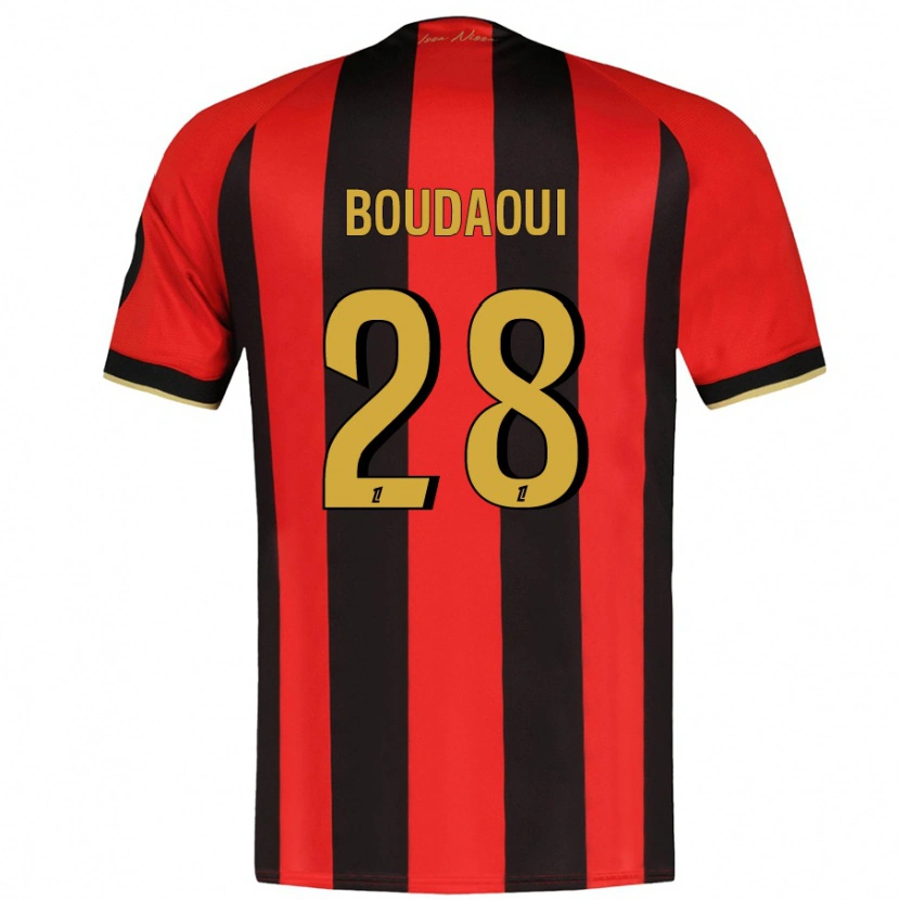 Danxen Mænd Hicham Boudaoui #28 Rød Sort Hjemmebane Spillertrøjer 2024/25 Trøje T-Shirt