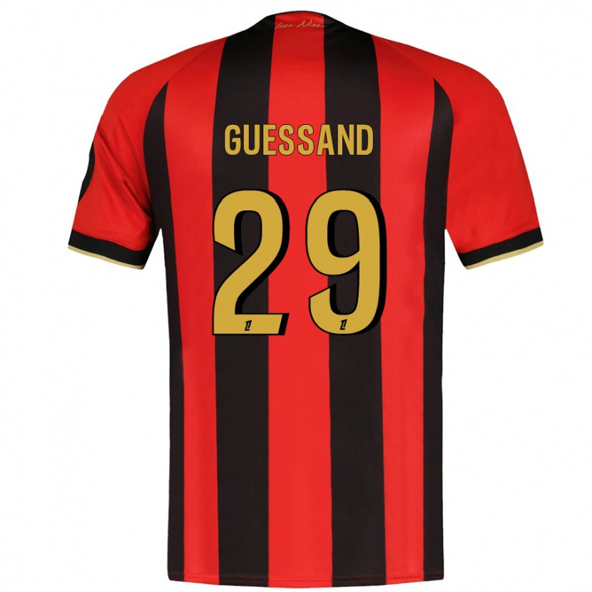Danxen Mænd Evann Guessand #29 Rød Sort Hjemmebane Spillertrøjer 2024/25 Trøje T-Shirt
