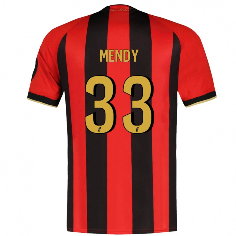 Danxen Mænd Antoine Mendy #33 Rød Sort Hjemmebane Spillertrøjer 2024/25 Trøje T-Shirt