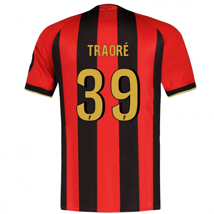 Danxen Mænd Daouda Traoré #39 Rød Sort Hjemmebane Spillertrøjer 2024/25 Trøje T-Shirt