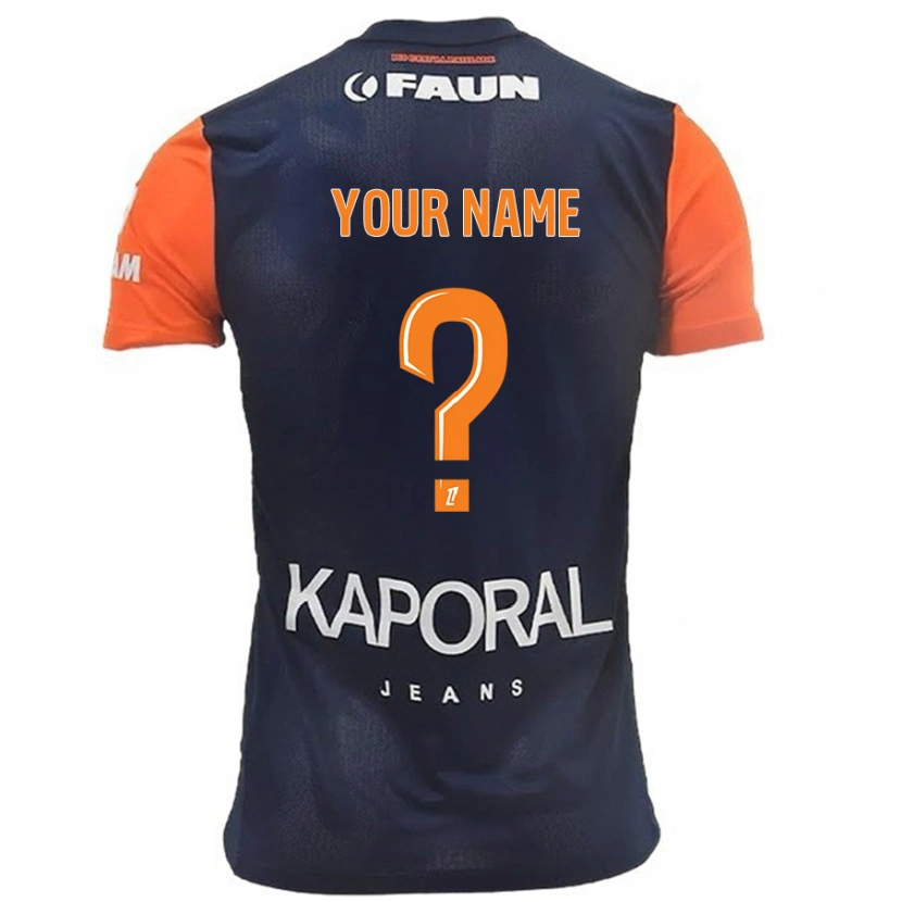 Danxen Mænd Dit Navn #0 Marineblå Orange Hjemmebane Spillertrøjer 2024/25 Trøje T-Shirt