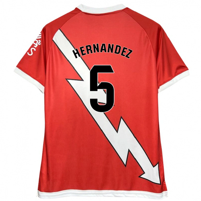 Danxen Mænd Aridane Hernández #5 Hvid Rød Hjemmebane Spillertrøjer 2024/25 Trøje T-Shirt