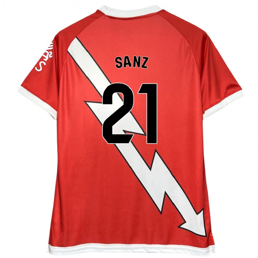 Danxen Mænd Luismi Sanz #21 Hvid Rød Hjemmebane Spillertrøjer 2024/25 Trøje T-Shirt