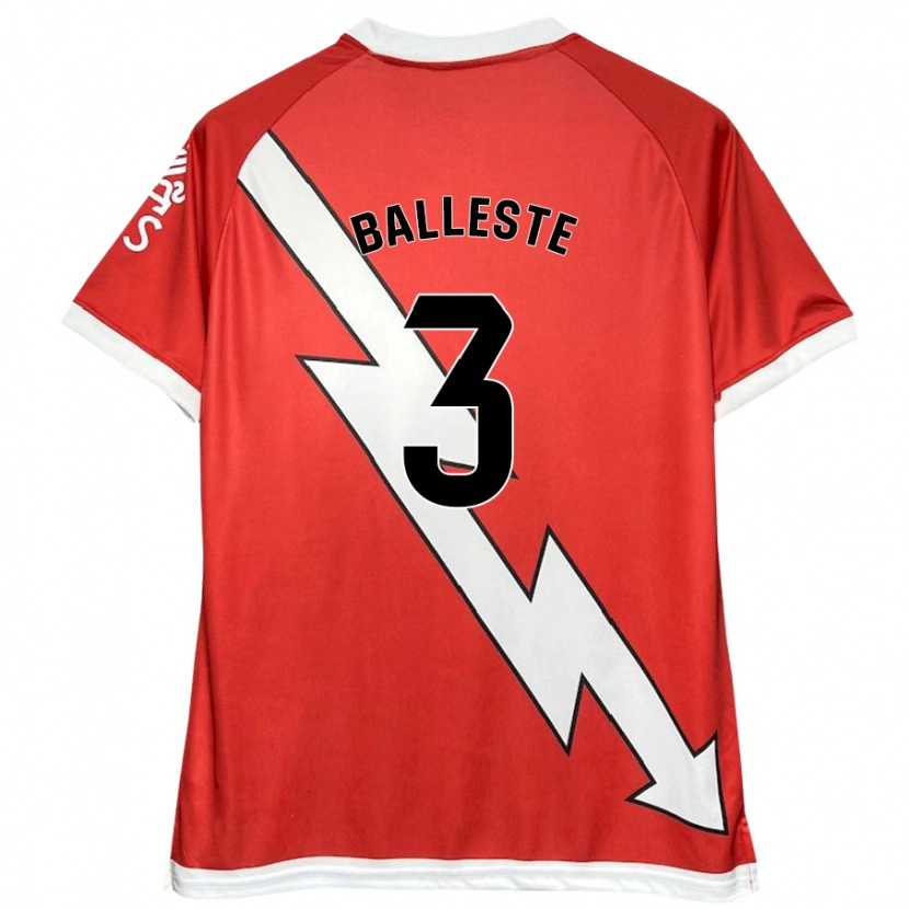 Danxen Mænd Laia Ballesté #3 Hvid Rød Hjemmebane Spillertrøjer 2024/25 Trøje T-Shirt