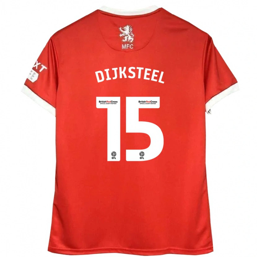 Danxen Mænd Anfernee Dijksteel #15 Rød Hvid Hjemmebane Spillertrøjer 2024/25 Trøje T-Shirt