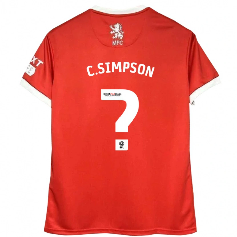 Danxen Mænd Cameron Simpson #0 Rød Hvid Hjemmebane Spillertrøjer 2024/25 Trøje T-Shirt