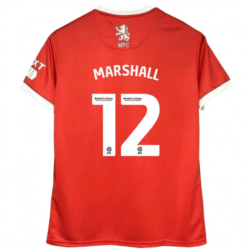 Danxen Mænd Eve Marshall #12 Rød Hvid Hjemmebane Spillertrøjer 2024/25 Trøje T-Shirt