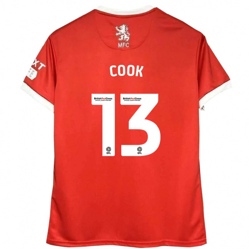 Danxen Mænd Ruby Cook #13 Rød Hvid Hjemmebane Spillertrøjer 2024/25 Trøje T-Shirt