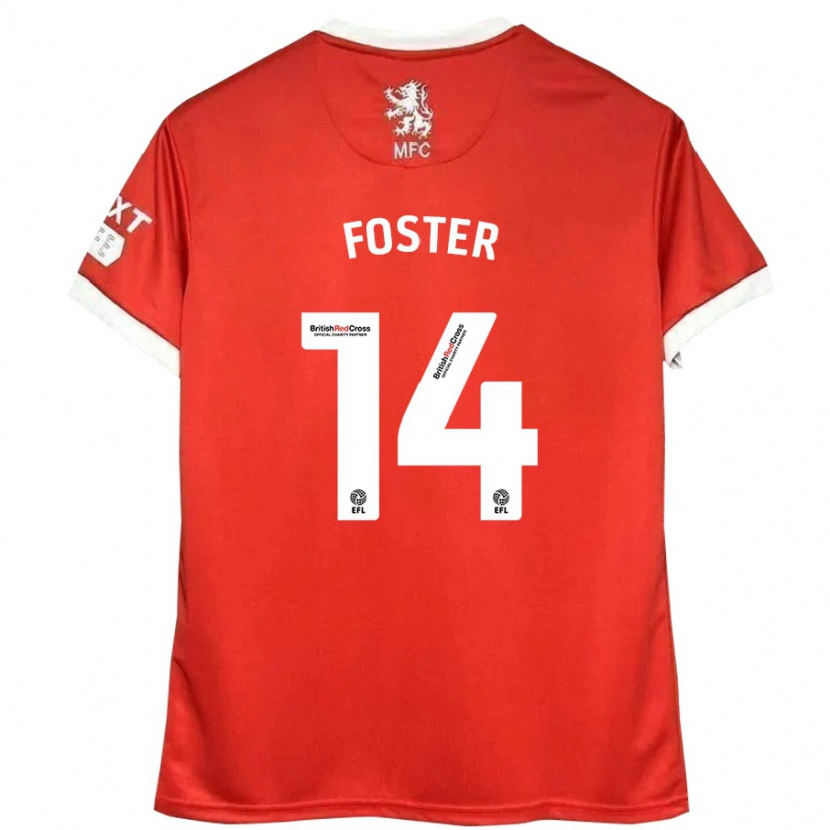 Danxen Mænd Emma Foster #14 Rød Hvid Hjemmebane Spillertrøjer 2024/25 Trøje T-Shirt