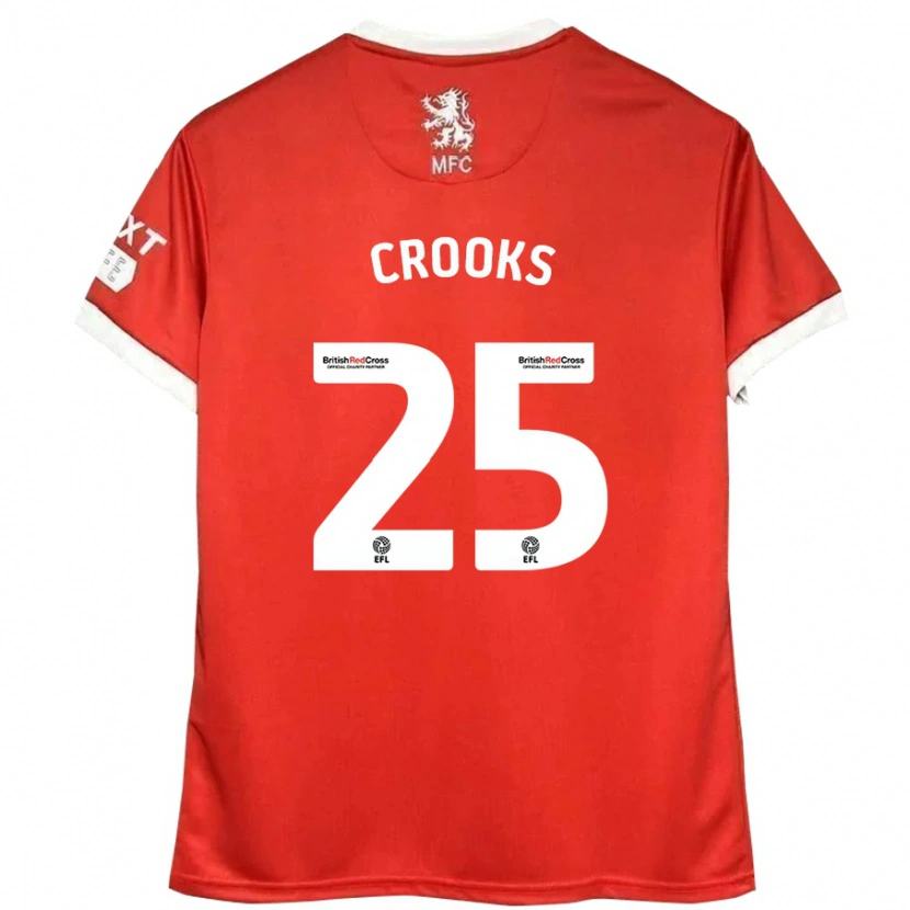 Danxen Mænd Matt Crooks #25 Rød Hvid Hjemmebane Spillertrøjer 2024/25 Trøje T-Shirt