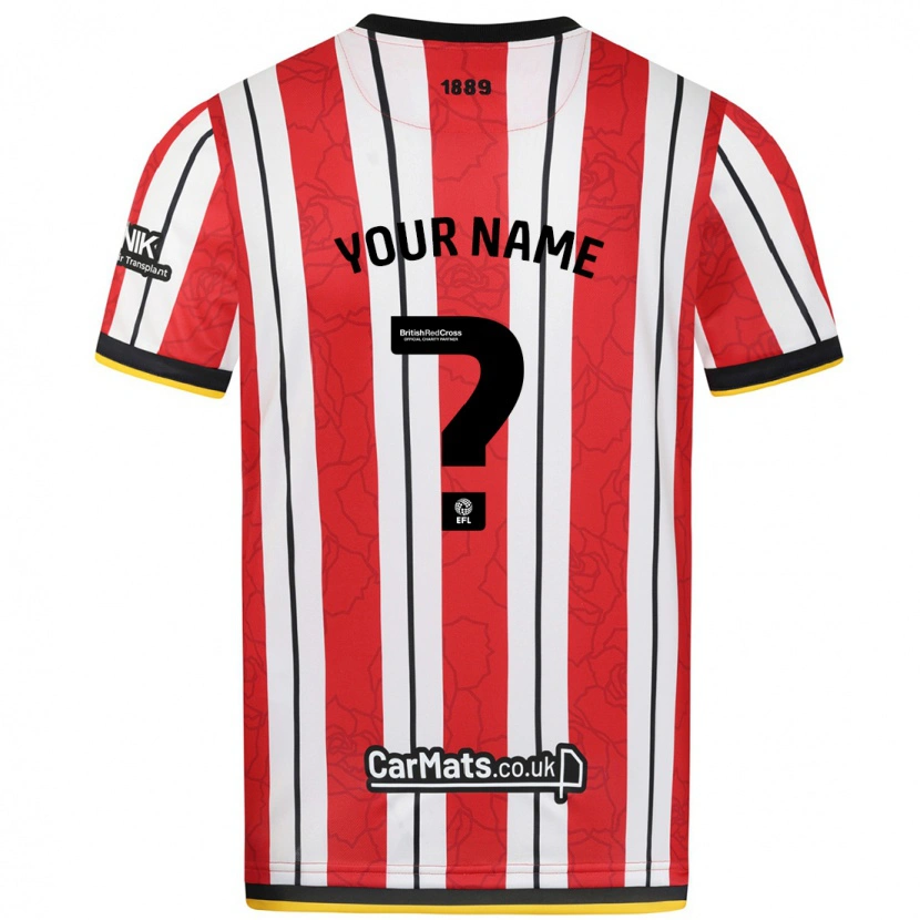 Danxen Mænd Dit Navn #0 Røde Hvide Striber Hjemmebane Spillertrøjer 2024/25 Trøje T-Shirt