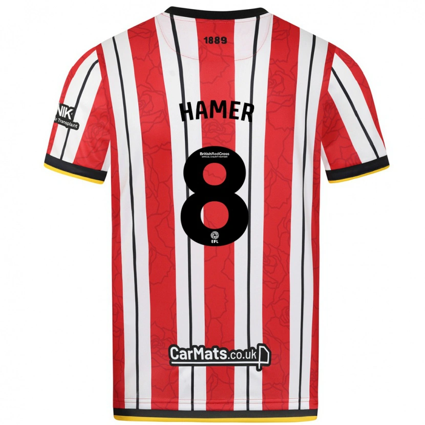 Danxen Mænd Gustavo Hamer #8 Røde Hvide Striber Hjemmebane Spillertrøjer 2024/25 Trøje T-Shirt