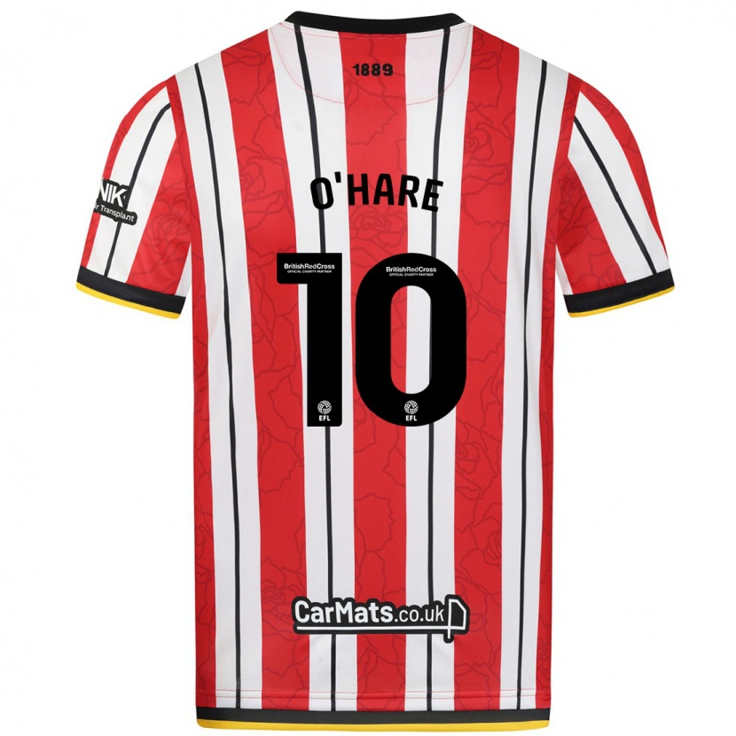 Danxen Mænd Callum O'hare #10 Røde Hvide Striber Hjemmebane Spillertrøjer 2024/25 Trøje T-Shirt