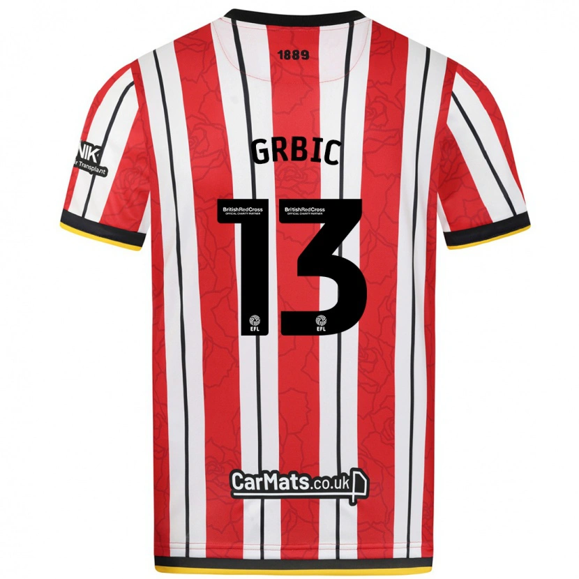 Danxen Mænd Ivo Grbic #13 Røde Hvide Striber Hjemmebane Spillertrøjer 2024/25 Trøje T-Shirt