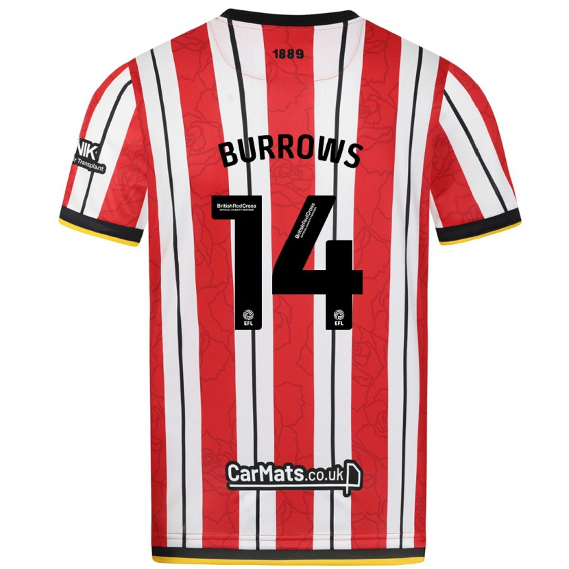 Danxen Mænd Harrison Burrows #14 Røde Hvide Striber Hjemmebane Spillertrøjer 2024/25 Trøje T-Shirt