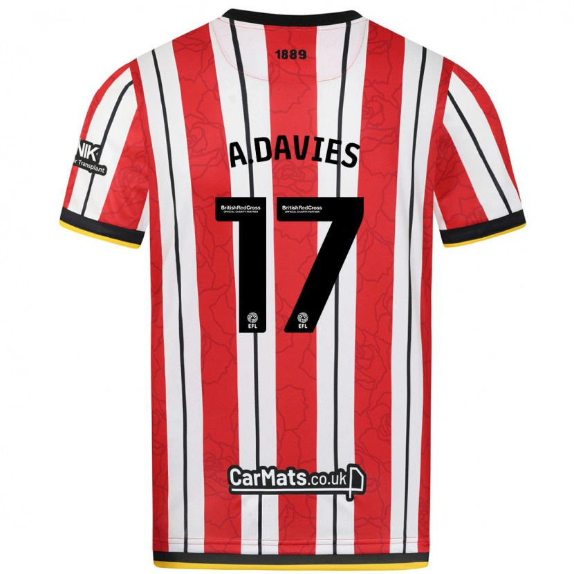 Danxen Mænd Adam Davies #17 Røde Hvide Striber Hjemmebane Spillertrøjer 2024/25 Trøje T-Shirt