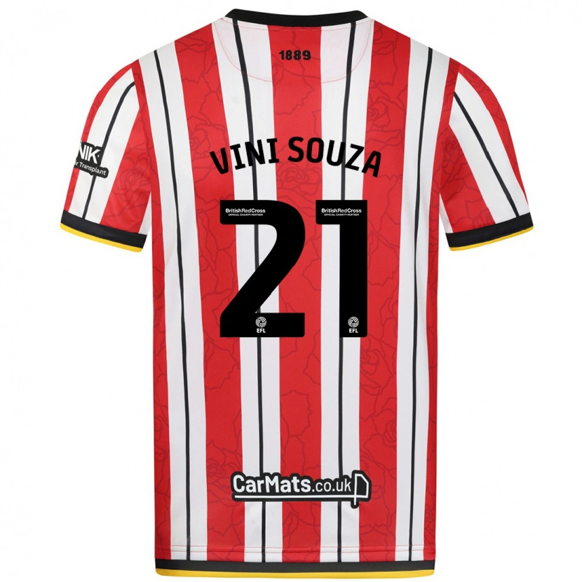Danxen Mænd Vini Souza #21 Røde Hvide Striber Hjemmebane Spillertrøjer 2024/25 Trøje T-Shirt