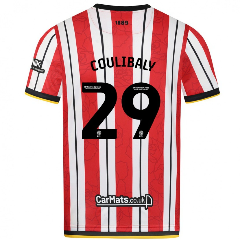Danxen Mænd Ismaila Coulibaly #29 Røde Hvide Striber Hjemmebane Spillertrøjer 2024/25 Trøje T-Shirt
