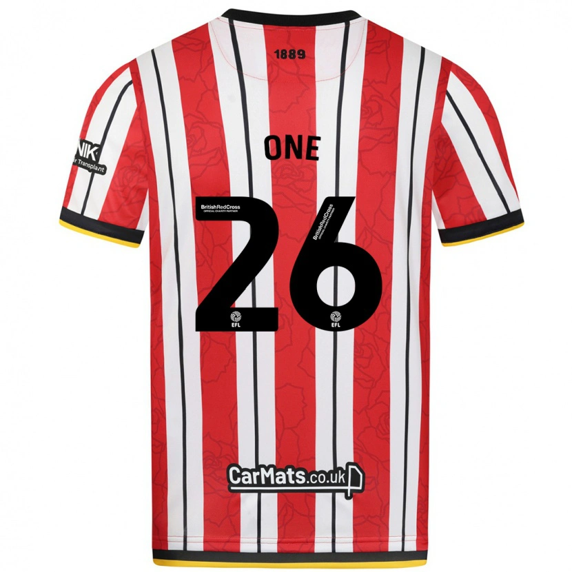 Danxen Mænd Ryan Oné #26 Røde Hvide Striber Hjemmebane Spillertrøjer 2024/25 Trøje T-Shirt
