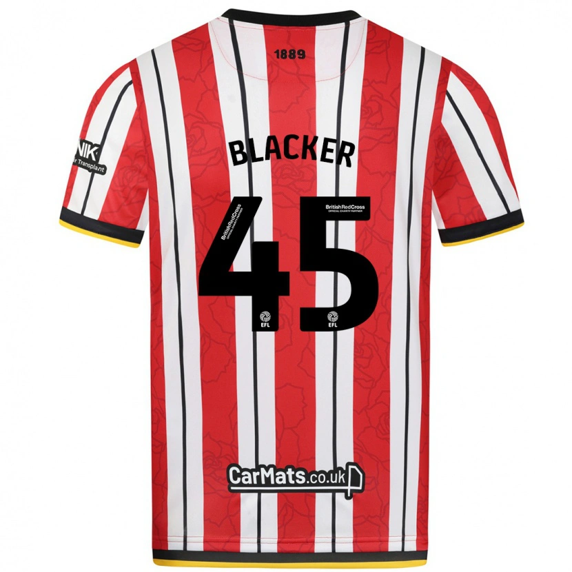 Danxen Mænd Billy Blacker #45 Røde Hvide Striber Hjemmebane Spillertrøjer 2024/25 Trøje T-Shirt