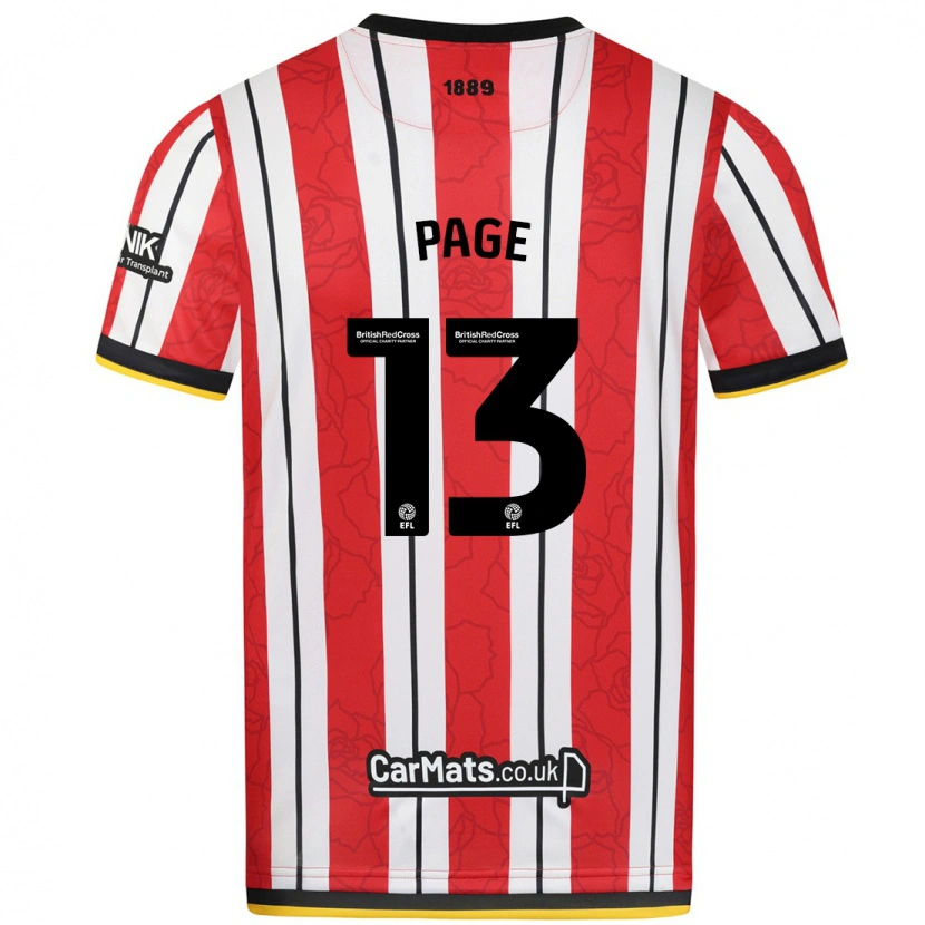 Danxen Mænd Olivia Page #13 Røde Hvide Striber Hjemmebane Spillertrøjer 2024/25 Trøje T-Shirt