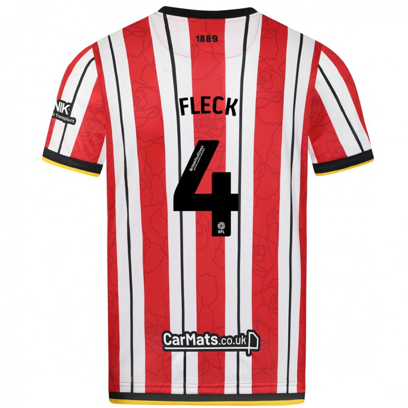 Danxen Mænd John Fleck #4 Røde Hvide Striber Hjemmebane Spillertrøjer 2024/25 Trøje T-Shirt