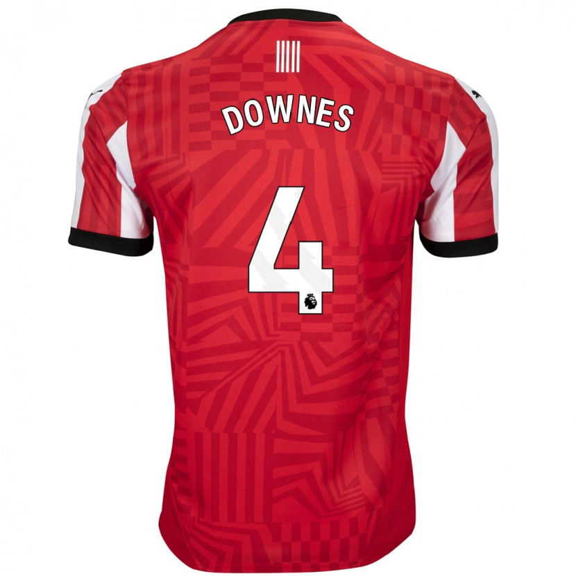 Danxen Mænd Flynn Downes #4 Rød Hvid Hjemmebane Spillertrøjer 2024/25 Trøje T-Shirt