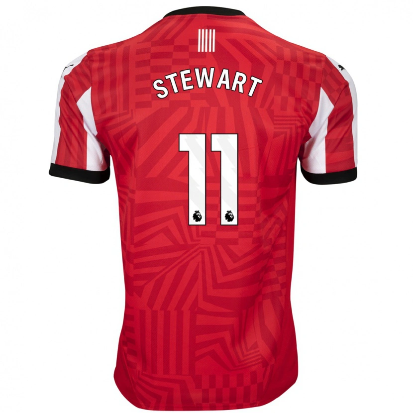 Danxen Mænd Ross Stewart #11 Rød Hvid Hjemmebane Spillertrøjer 2024/25 Trøje T-Shirt