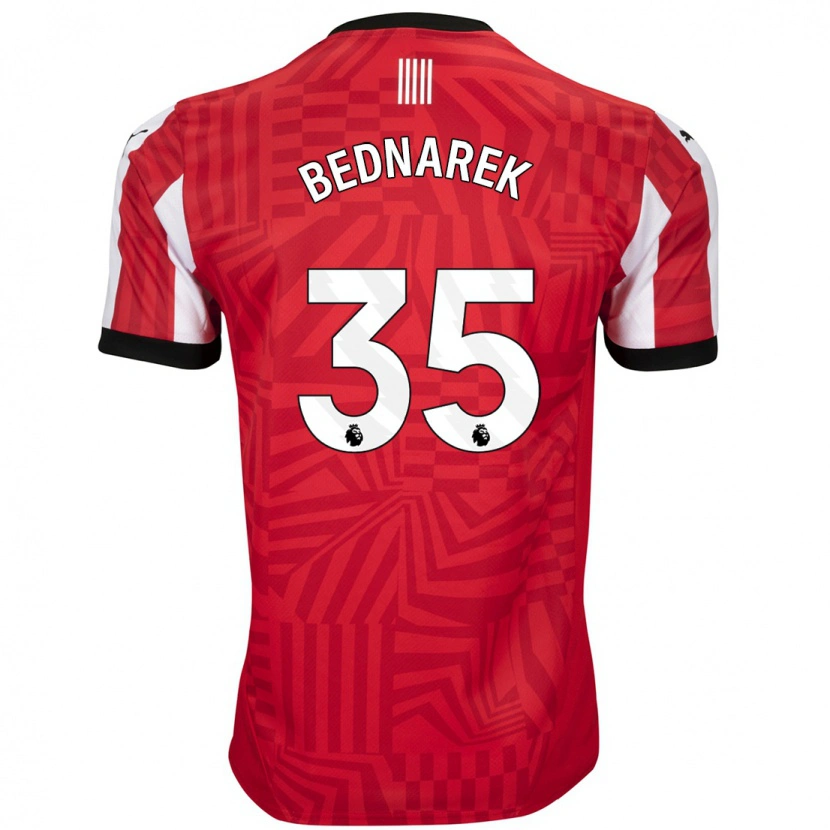 Danxen Mænd Jan Bednarek #35 Rød Hvid Hjemmebane Spillertrøjer 2024/25 Trøje T-Shirt