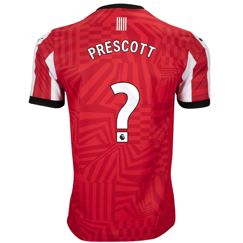 Danxen Mænd Alfie Prescott #0 Rød Hvid Hjemmebane Spillertrøjer 2024/25 Trøje T-Shirt