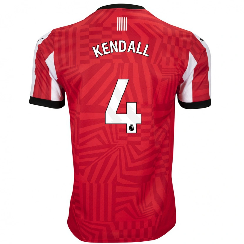 Danxen Mænd Lucia Kendall #4 Rød Hvid Hjemmebane Spillertrøjer 2024/25 Trøje T-Shirt