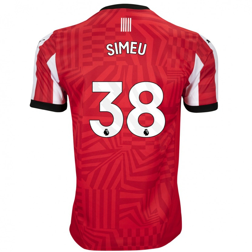 Danxen Mænd Dynel Simeu #38 Rød Hvid Hjemmebane Spillertrøjer 2024/25 Trøje T-Shirt