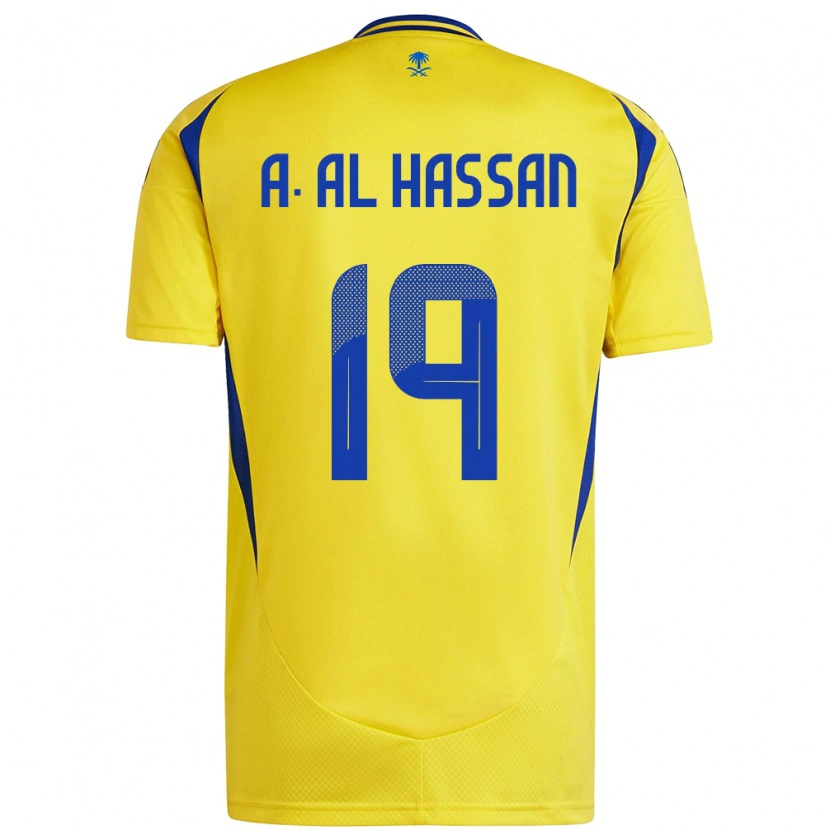Danxen Mænd Ali Al-Hassan #19 Gul Blå Hjemmebane Spillertrøjer 2024/25 Trøje T-Shirt