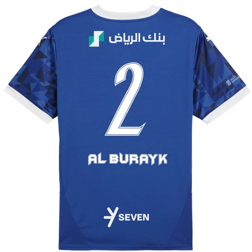 Danxen Mænd Mohammed Al-Burayk #2 Mørkeblå Hvid Hjemmebane Spillertrøjer 2024/25 Trøje T-Shirt